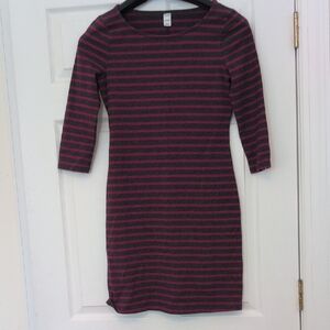 Old Navy Black and Pink Striped Long Sleeve Dress